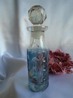 Antik kék kristály lüszteres üveg.  Magassága 15 cm.