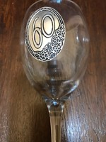 Cup with base, for 60th birthday, with metal appliqué.