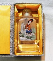 Parfüm tartó - Különleges belülről festett metszett üveg