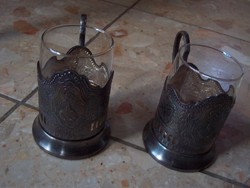 régi ezüstözött pohártartó pohárral -Sputnik