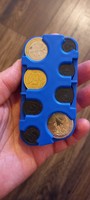 Euro coin storage, everything has room for 5 coins per coin, with spring-loaded side