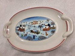 Willeroy & boch naif christmas scene with porcelain cookies and candy tray.