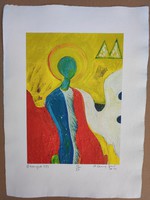 János Aknay 40x30 cm (page size) reproduced graphics small number of copies angel