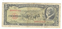 5 Peso pesos 1958 kuba 2.