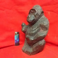 African carved wooden gorilla statue.