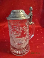 Glass jar with tin top, Christmas pattern, height 18.5 cm. He has!