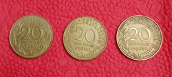 3 pcs 20 french centimes