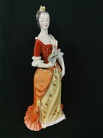 Beautiful raven house porcelain. Baroque lady with a mirror, 27cm!