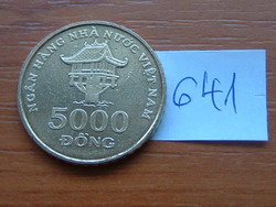 Vietnam 5000 dong 2003 vantaa, finnish brass chua mot cot pagoda # 641