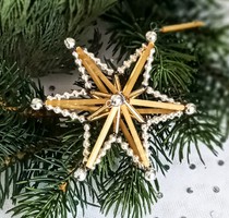 Gablonz üveg karácsonyfa dísz csillag 8+3cm