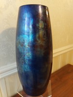 Zsolnay körpecsétes eozin labrador kék váza 33 cm