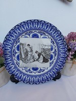 Beautiful rare faience royal doulton england english 26.5 cm diameter scene flat plate