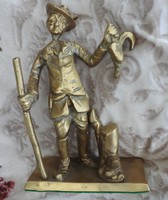 Hunter with a pheasant - copper statue - small sculpture