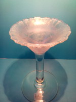 Large thick-walled iridescent special shape eisch goblet glass vase marked