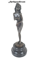 A450 naked woman.Erotic bronze statue on a marble base