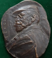 István Gaál (1883-1973): bronze plaque of Gyula Benczúr, small sculpture