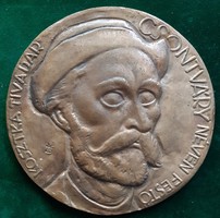 István Kákonyi: bony castle, bronze plaque, relief, relief, small sculpture, 134 mm