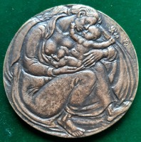 István Kákonyi: mother with her child, medal for gödöllő, plaque