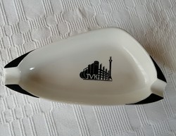 Retro ravenhouse ashtray / ashtray ,, black - white, tvk inscription and logo, Tisza chemical plant
