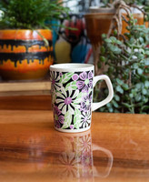 Gránit Kispest retro porcelán bögre - virágos sablonos festésű csésze - nagymamabögre