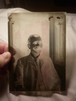 Antik dagerrotípia fotográfia üveglemez üvegnegatív férfi ember 16x12cm