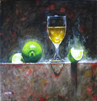 Moona: still life with lime original oil painting
