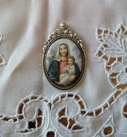 Virgin Mary, Madonna, Catholic Religious Item, Antique Pendant in Silver Plated, Recommend!