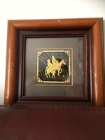 A gilded picture of Toledo don quijote with a sophisticated passe-parture, framed