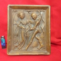 Embossed image ceramic dancing couple life portrait.. Marked.