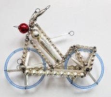 Gablonz üveg karácsonyfa dísz kerékpár 10cm