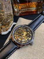 Swiss eta / unitas 6497 skeleton structured watch