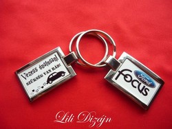 Ford focus double sided metal keychain