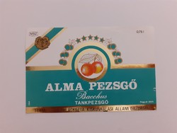 Retro pezsgős üvegcímke 1981 Alma Pezsgő Bacchus tankpezsgő pezsgő címke