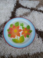 Gyönyörű  Budafoki virágos zománcos Zománcozott tányér mélytányér Gyűjtői darab
