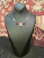 Silver necklace with synthetic stone