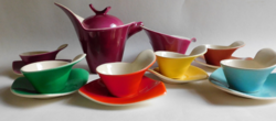 Mid century fs designed colorful faience coffee set