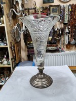 Crystal vase with silver base