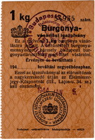 Burgonya vásárlási igazolvány - 1944