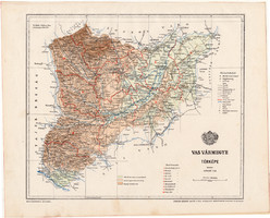 Vas vármegye térkép 1899 (2), atlasz, Gönczy Pál, 24 x 30, Magyarország, megye, járás, Posner K.