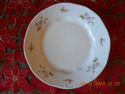 Zsolnay porcelán, lila barackvirág mintás lapos tányér