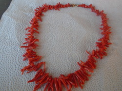Antique blood red branched coral necklace