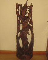 Szaraszvati (Saraswati) hindu istennő nagyméretű, fából faragott szobra-