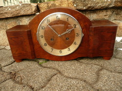 Antique, art deco German hau half percussion fireplace clock in working, beautiful condition from the 1930s