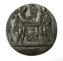 Medieval bronze plaque with Greek or Roman scene.