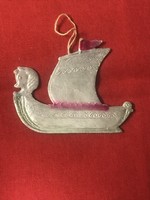 Régi retro szovjet karácsonyfadísz ,karton viking hajó