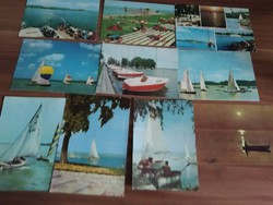 10 db retro képeslap, Balaton, vitorlások
