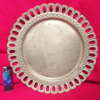 Solid cast copper, bronze openwork tray, serving plate.