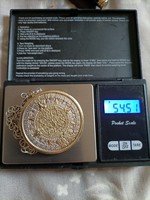 Óriási mexikói ezüst medál ezüst lánccal 54,5 gr