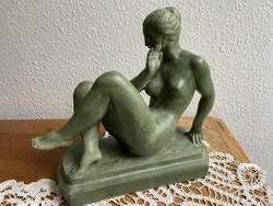 Pátzay Pál szobor, kerámia női akt, 25 cm