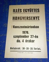 Illés együttes hangversenye, Kunszentmárton, 1970, kis méretű szóróanyag, aprónyomtatvány